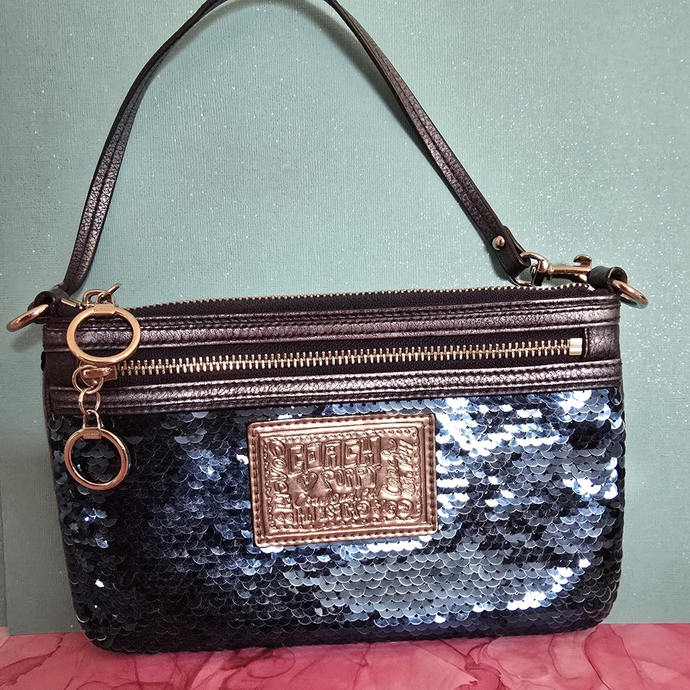 Coach Bag - Poppy By Coach - Blue Sequin Wristlet